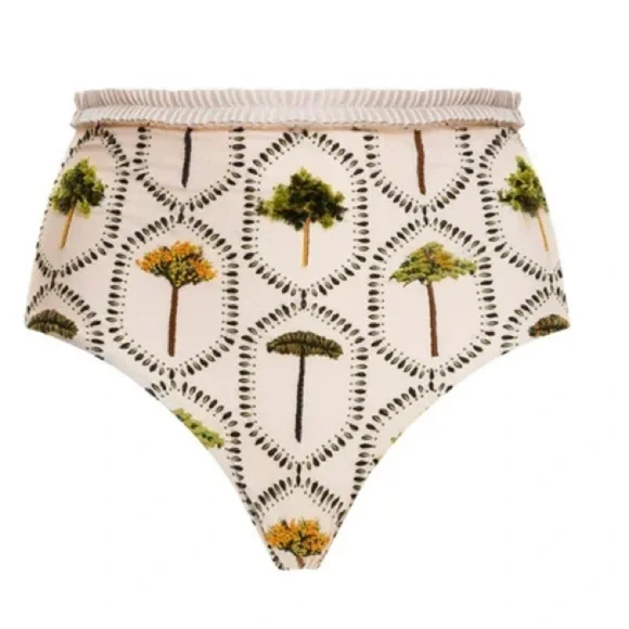 NWT Agua Bendita Nopal Arboleda Hand Embroidered Bikini Bottom Swim Trees XL - Picture 3 of 15